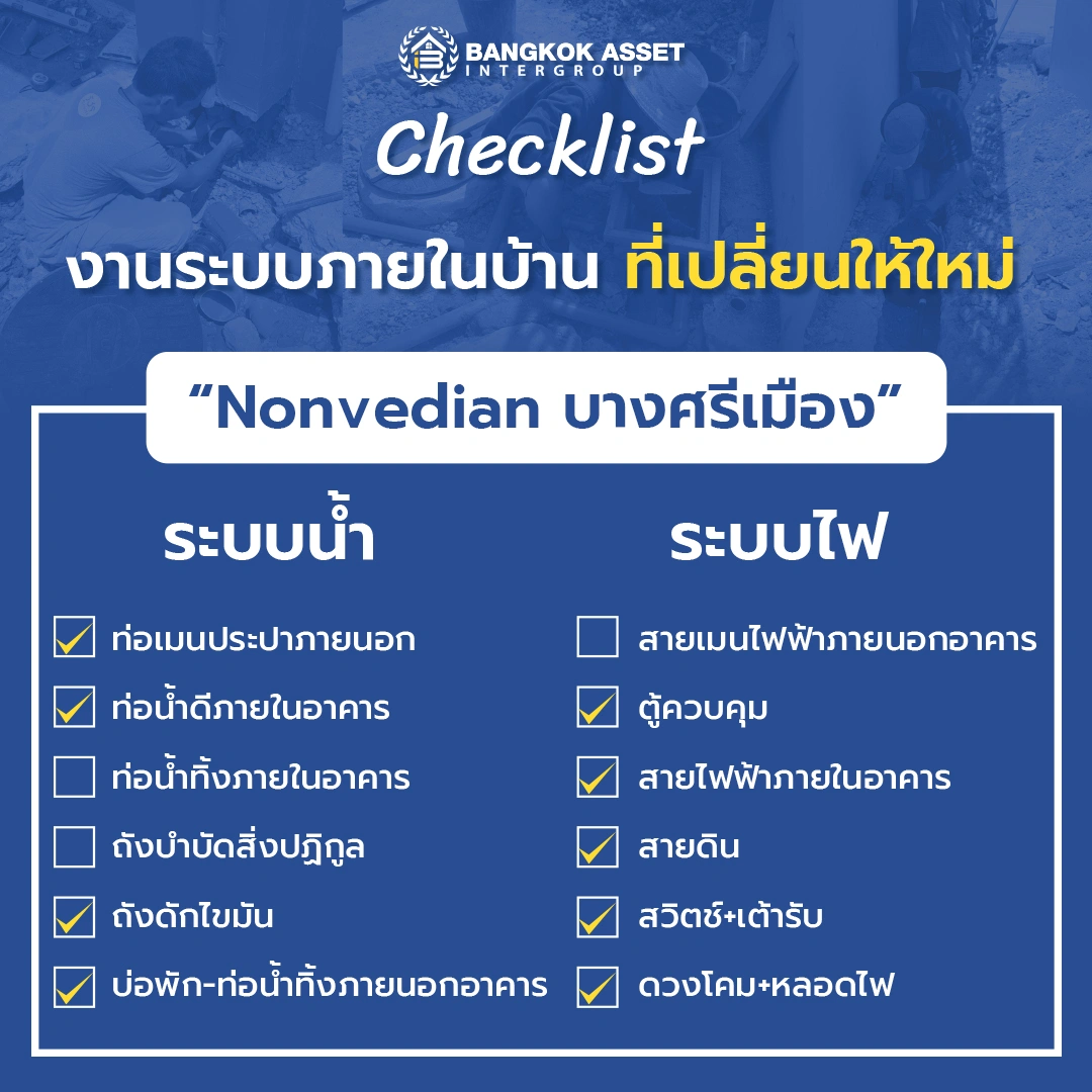 บ้านมือสองตกแต่งใหม่ โครงการ Nonvedian บางศรีเมือง เนื้อที่ 50 ตร.ว.
